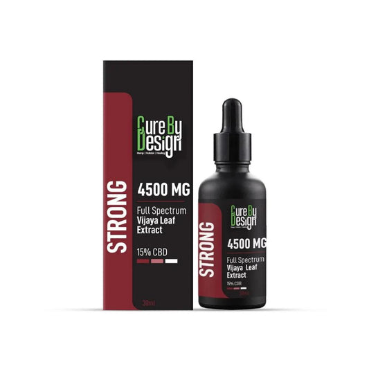 Cure By Design full spectrum Vijaya Leaf Extract bottle and packaging on a white background