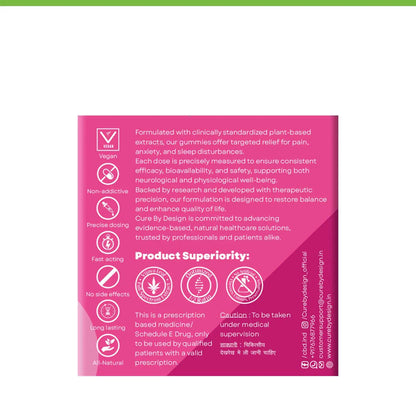 Pink product label with text on a white background