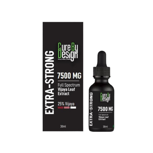 Cure By Design Extra Strong 7500 MG bottle and packaging on a white background