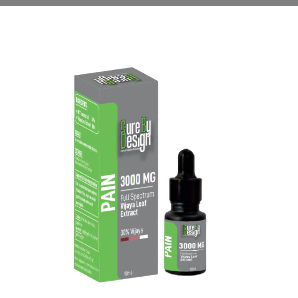 CBD Oil and packaging with 'cure by Design' branding on a white background