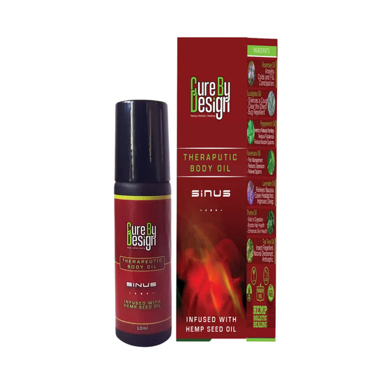 Cure By Design Therapeutic Body Oil with packaging on a white background
