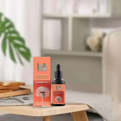Cure by Design bottle and packaging on a table with a blurred indoor background