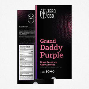 Zero CBD Grand Daddy Purple Broad Spectrum CBD Gummies. available for purchase in India.