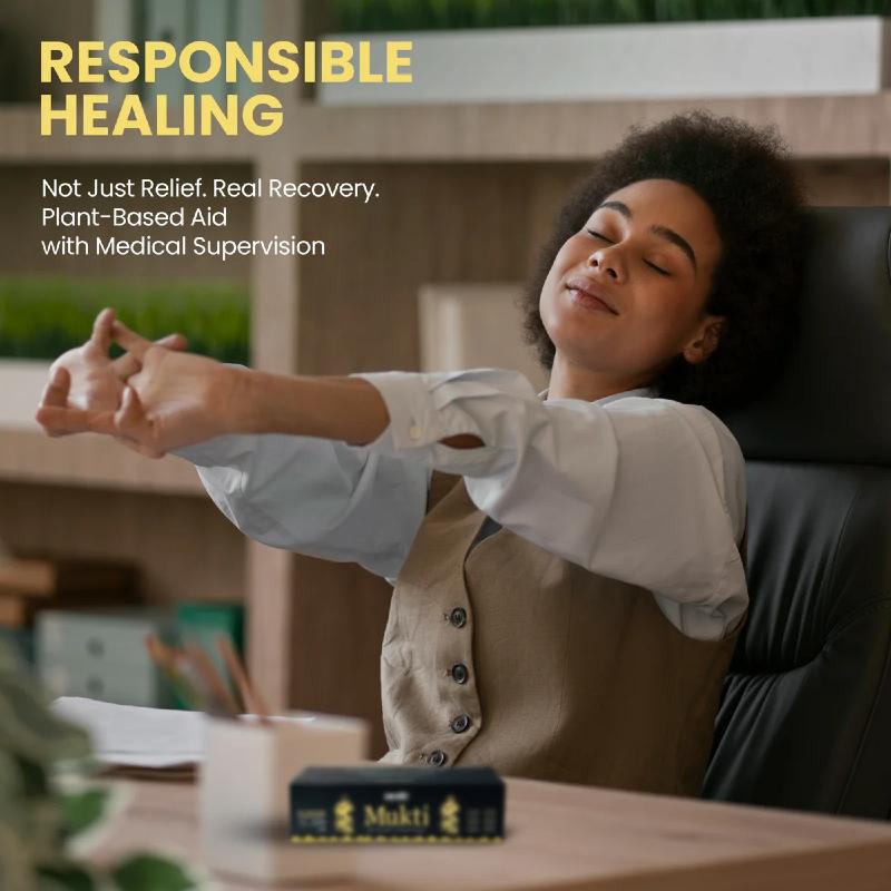 Person sitting in a chair with 'Responsible Healing' text overlay
