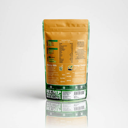 Hemp Hearts package with nutritional information on a white background