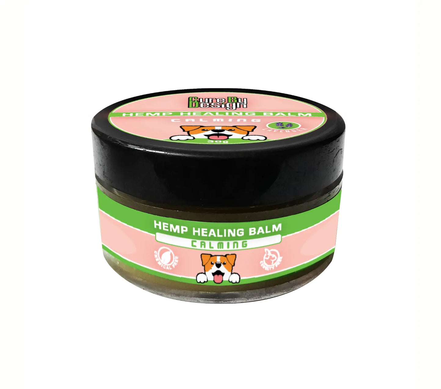 Jar of Hemp Healing Balm for pets on a white background
