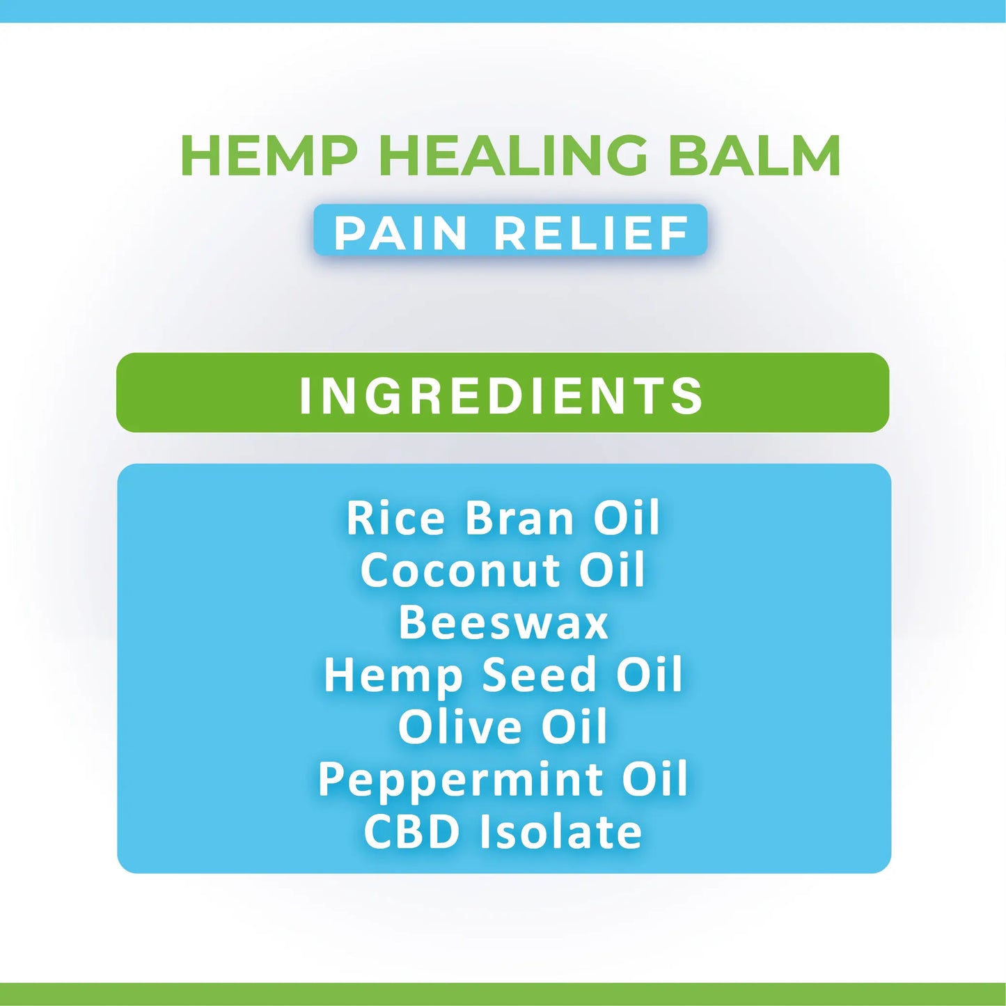Hemp healing balm for Pets ingredients list on a white background