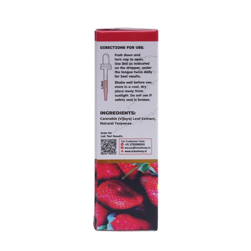 Product packaging with strawberry design and text on a white background