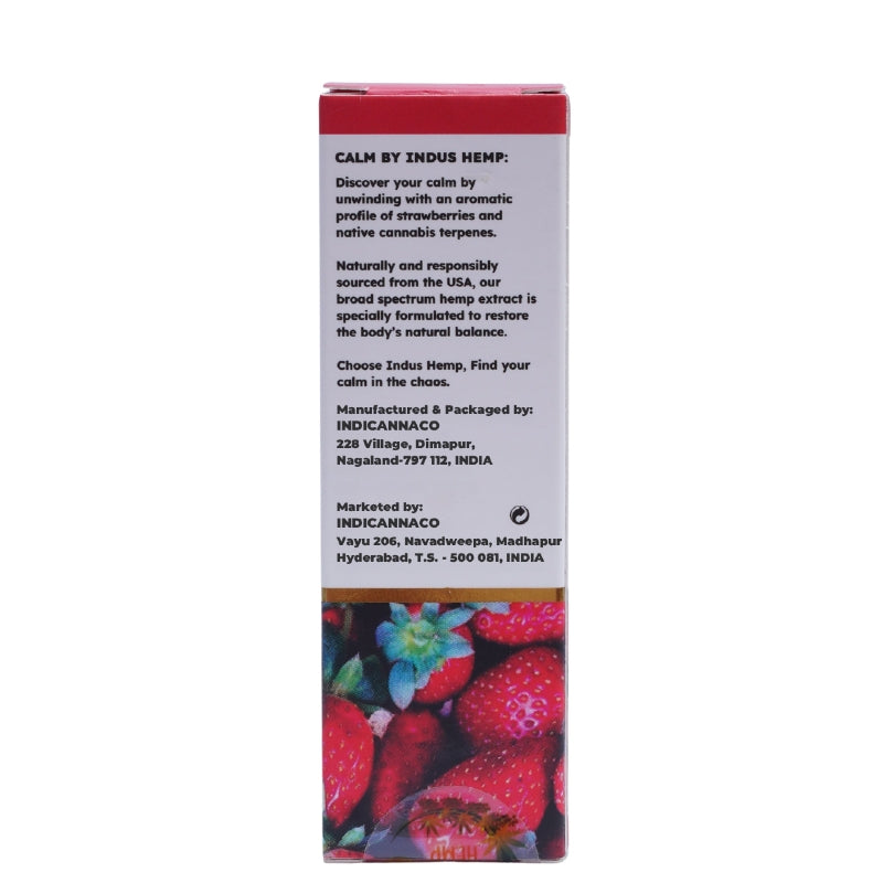 Box of Calm by Indus Hemp with strawberry design on a white background