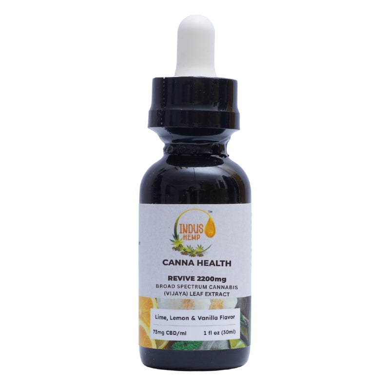 CBD oil dropper bottle with label on a white background