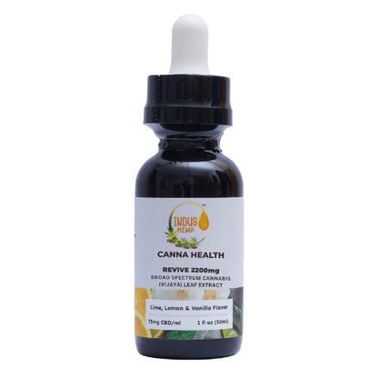 CBD oil dropper bottle with label on a white background