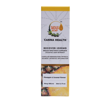 Canna Health CBD Oil product packaging with Indus Hemp logo on a white background
