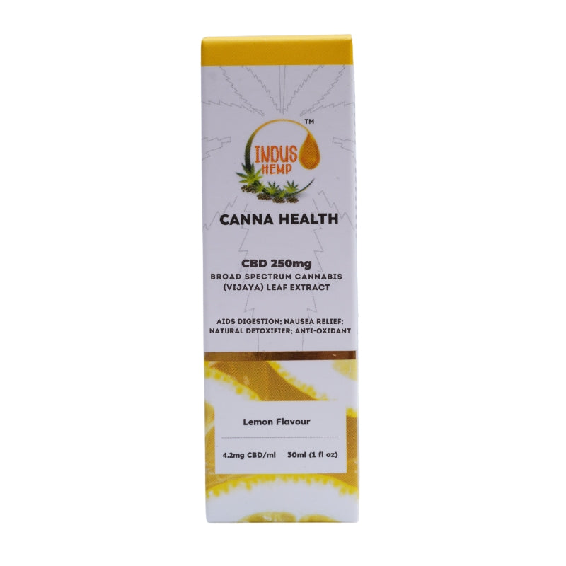 Canna Health CBD product packaging with Indus Hemp logo on a white background