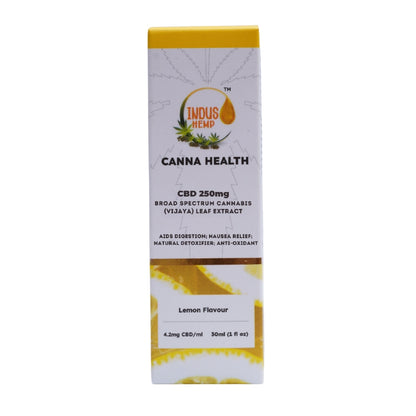 Canna Health CBD product packaging with Indus Hemp logo on a white background
