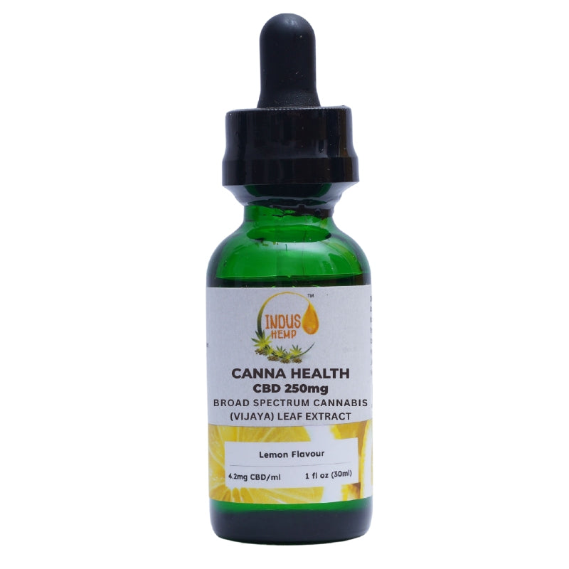 CBD tincture bottle with label on a white background
