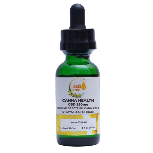 CBD tincture bottle with label on a white background