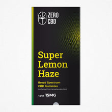 Load image into Gallery viewer, CBD gummies for pain relief, anxiety, and sleep. Zero CBD Broad Spectrum CBD Gummies. Super Lemon Haze flavor.
