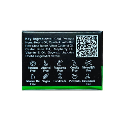 Product label with key ingredients and safety information on a white background