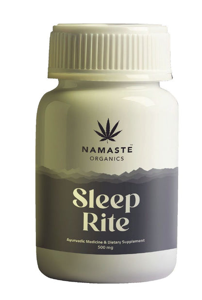 Namaste Organics Sleep Rite Full spectrum CBD Oil tablet supplement bottle on a white background