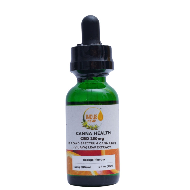 CBD tincture bottle with label on a white background