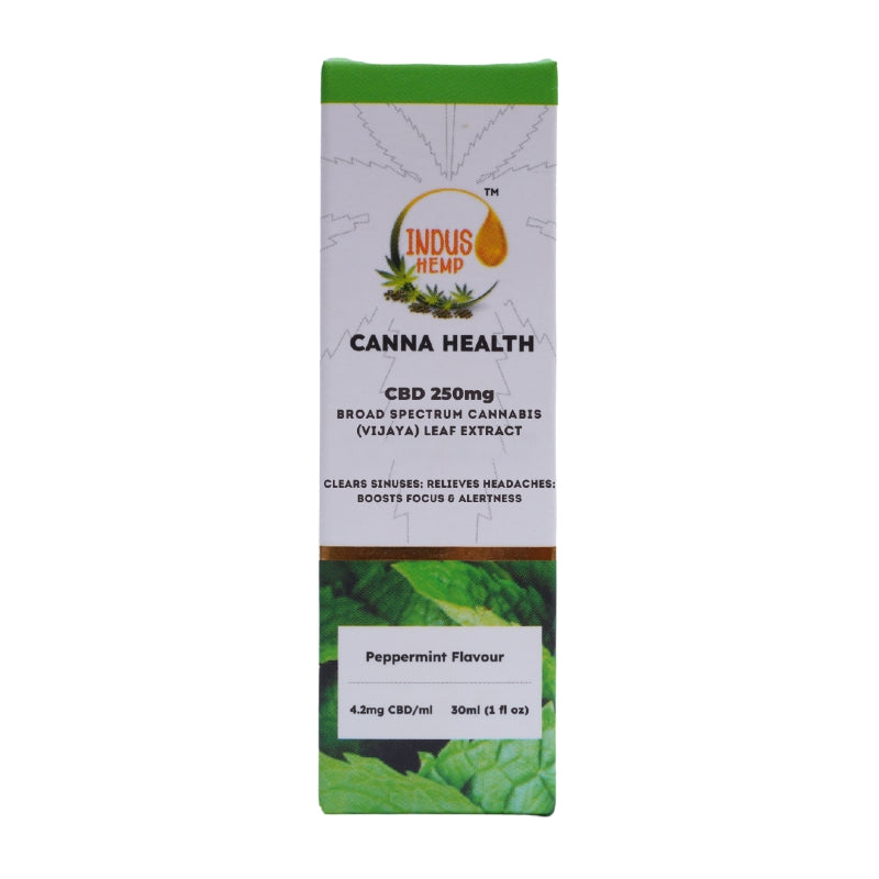 Canna Health CBD product packaging with Indus Hemp branding on a white background
