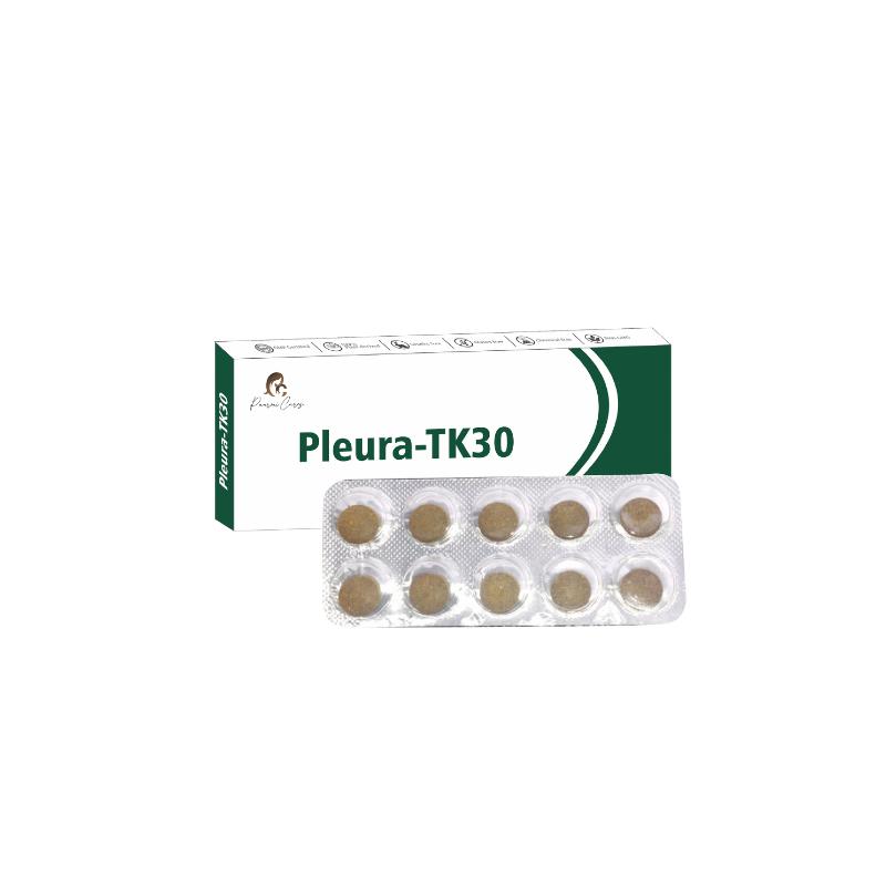 Box and blister pack of Pleura-TK30 tablets.
