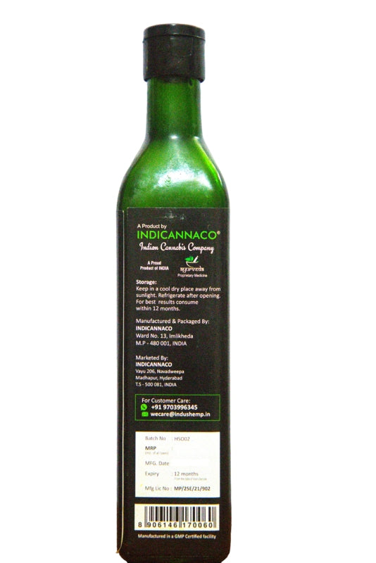 Green bottle labeled 'Indicannaco' on a white background