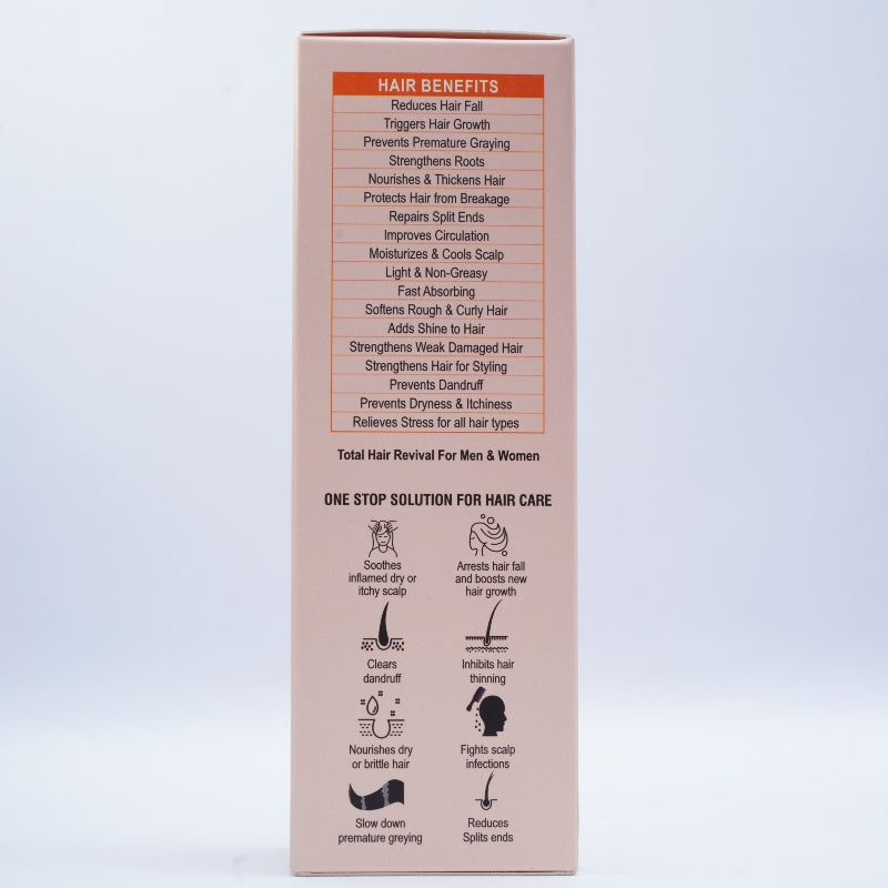 Box with Hemp hair care product benefits on a white background