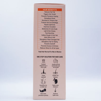 Box with Hemp hair care product benefits on a white background