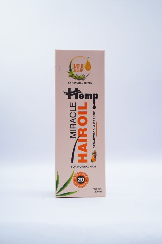 Box of Hemp Miracle Hair Oil on a light gray background