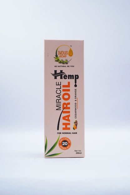 Box of Hemp Miracle Hair Oil on a light gray background