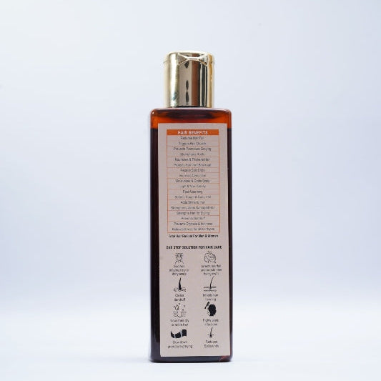 Bottle of hair product with label on a white background