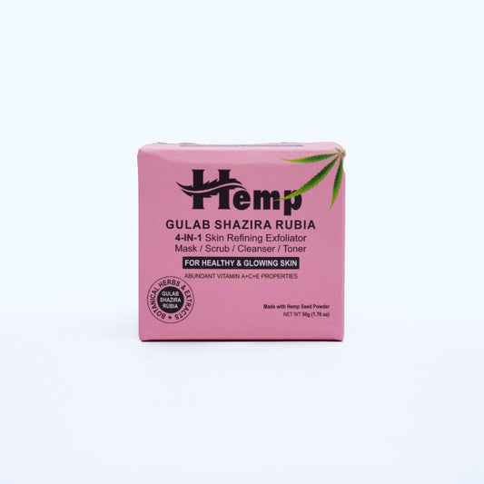 Pink packaging of Hemp Gulab Shazira Rubia on a white background