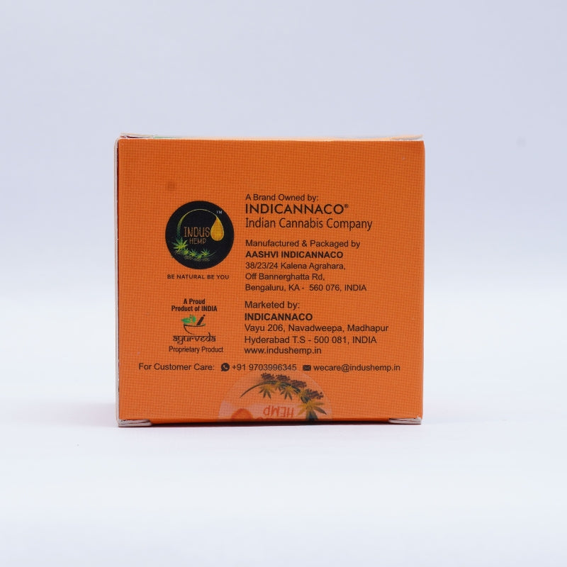 Orange box with text and branding on a white background