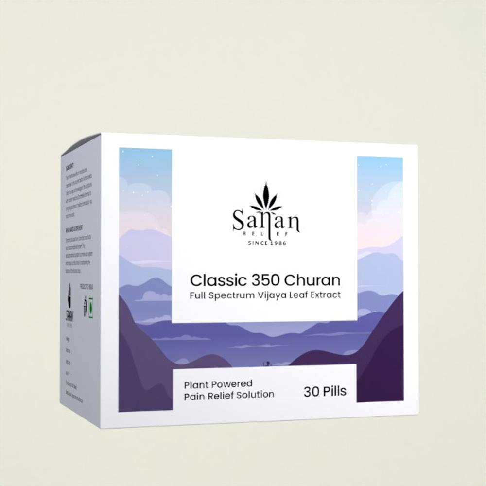 Product box labeled Sanan Relief Classic 350 Churan.