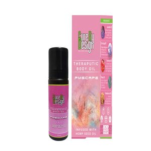 Cure by Design therapeutic body oil bottle and packaging on a white background