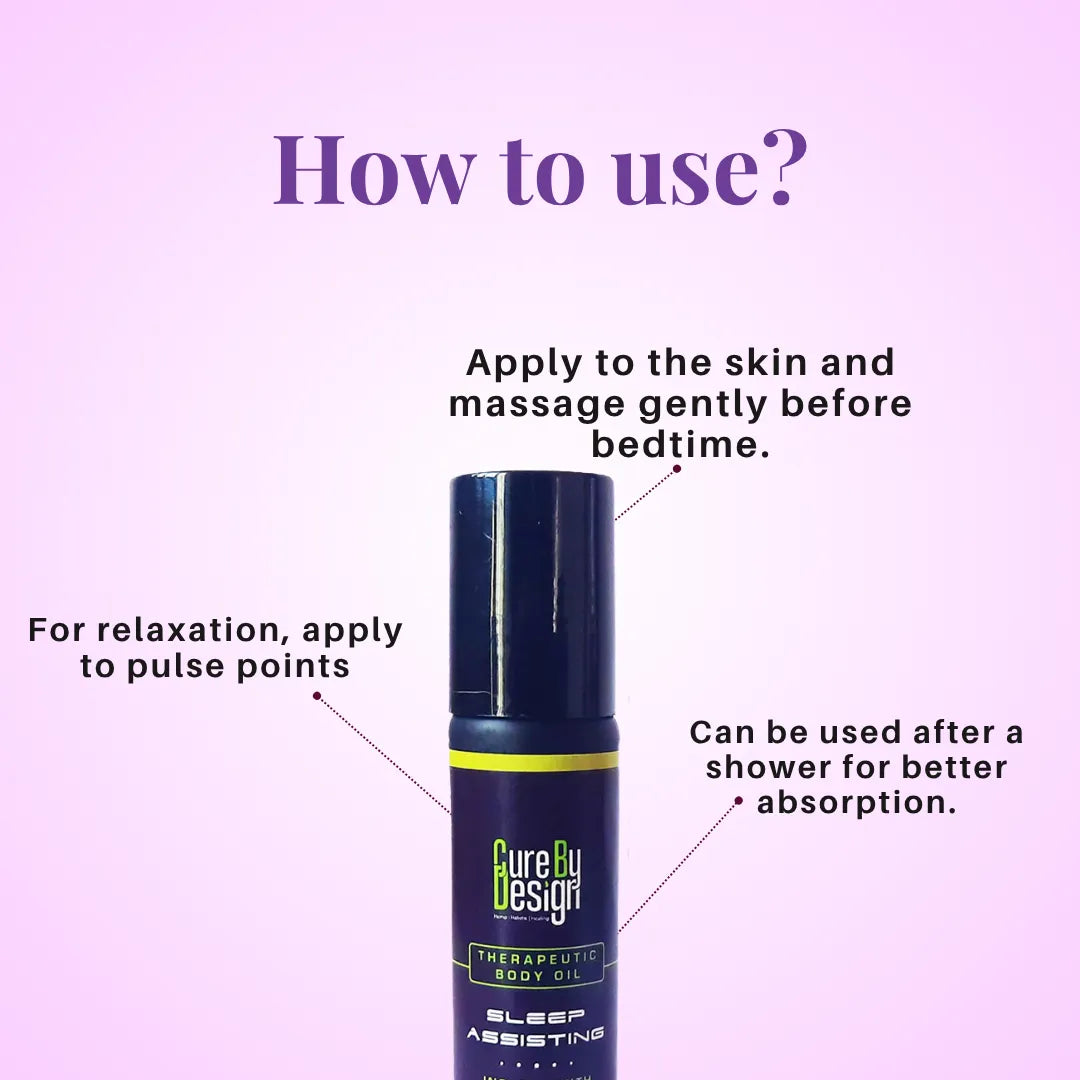 Therapeutic Healing Roll-on - Sleep Assisting bottle with usage instructions on a purple background