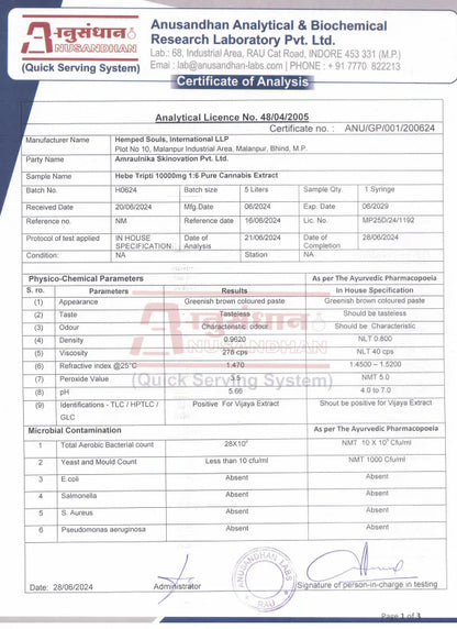Hebe: Tripti - CBD:THC Pure Hemp Leaf Extract | 10000MG 1:6