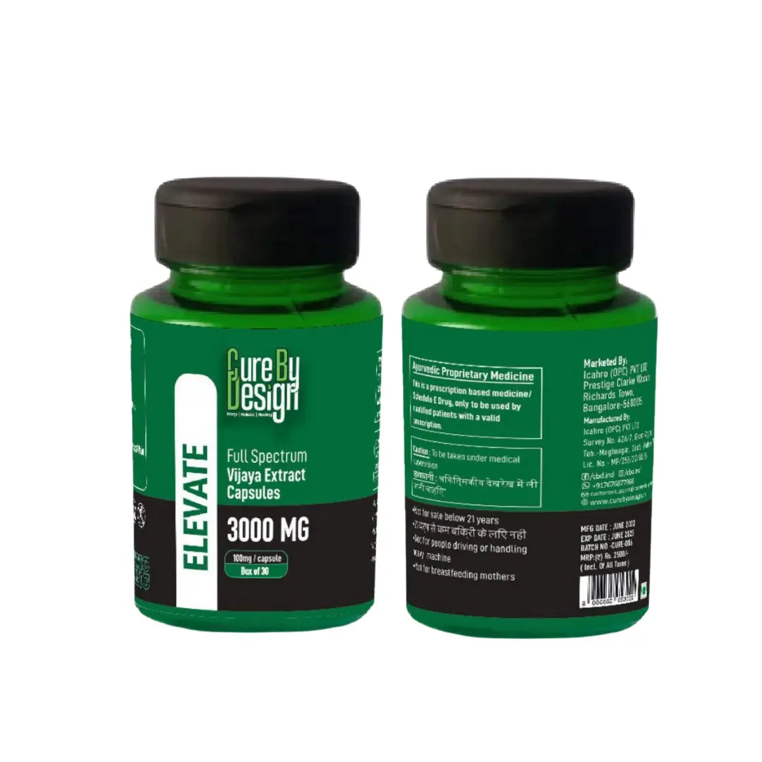 Two green supplement bottles with black caps on a white background