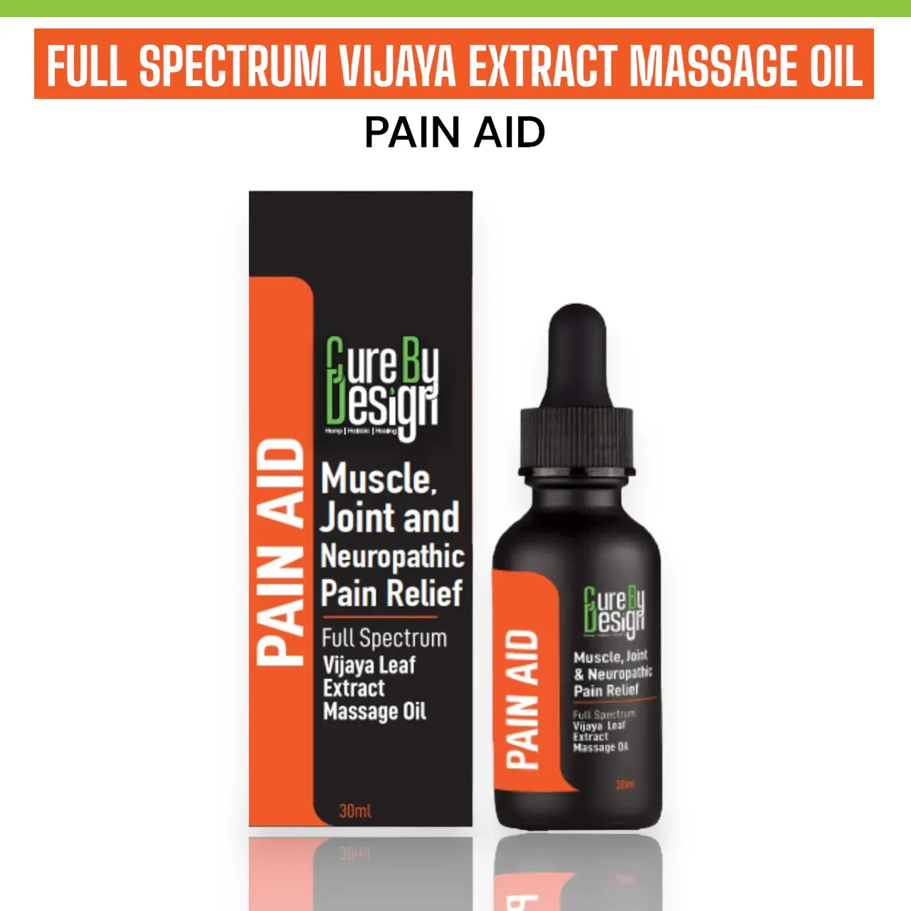 Full Spectrum Vijaya Extract Massage Oil packaging and bottle on a white background