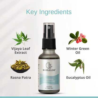 Bottle of Wholeleaf product with key ingredients labeled on a light gray background