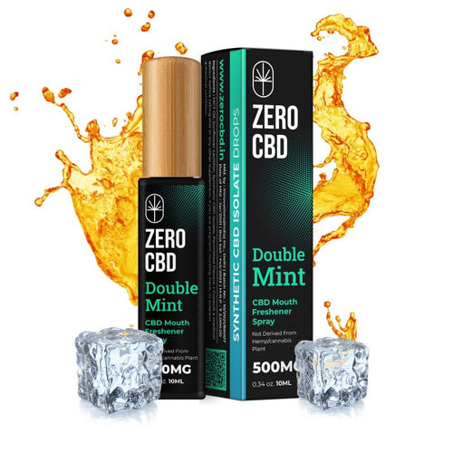 Zero CBD Double Mint CBD Mouth Freshener Spray, a 0.34-ounce bottle of mint-flavored CBD oral spray.