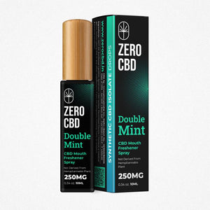 CBD Mouth Freshener Spray with a Double Mint flavor, 250mg CBD, by Zero CBD.