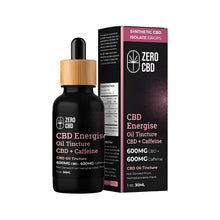 Load image into Gallery viewer, A bottle contains CBD Oil tincture for  energy &amp; focus, besides a box
