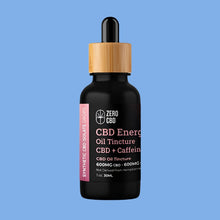 Load image into Gallery viewer, A bottle with dripper contains CBD Oil tincture + caffeine for energy &amp; focus
