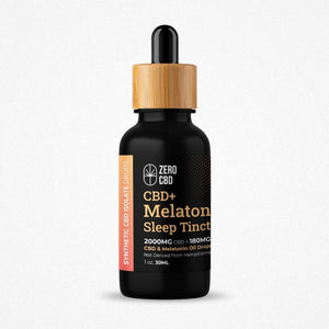 A bottle of CBD Oil Tincture contains Melatonin for Sleep (2000mg CBD, 180mg Melatonin) - Zero CBD