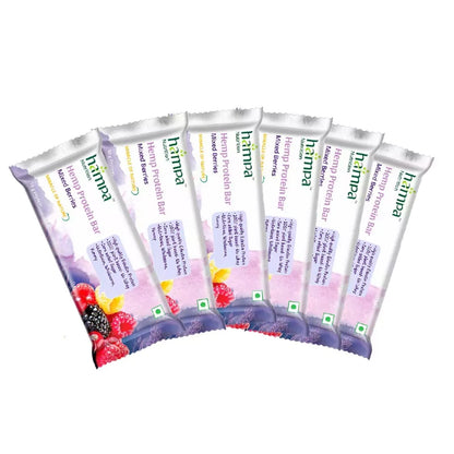 Pack of Hima protein bars with colorful packaging on a white background