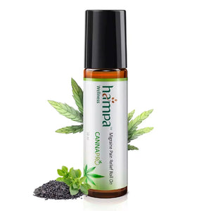 Hampa Hemp Wellness Cannabis product with leaves on a white background