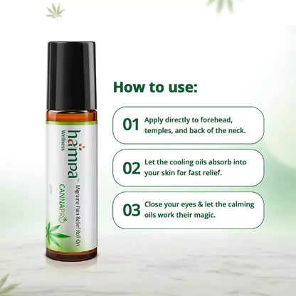 Hemp Wellness Cannabis roll-on bottle with usage instructions on a light background