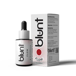Blunt Flow CBD Oil bottle and packaging on a white background